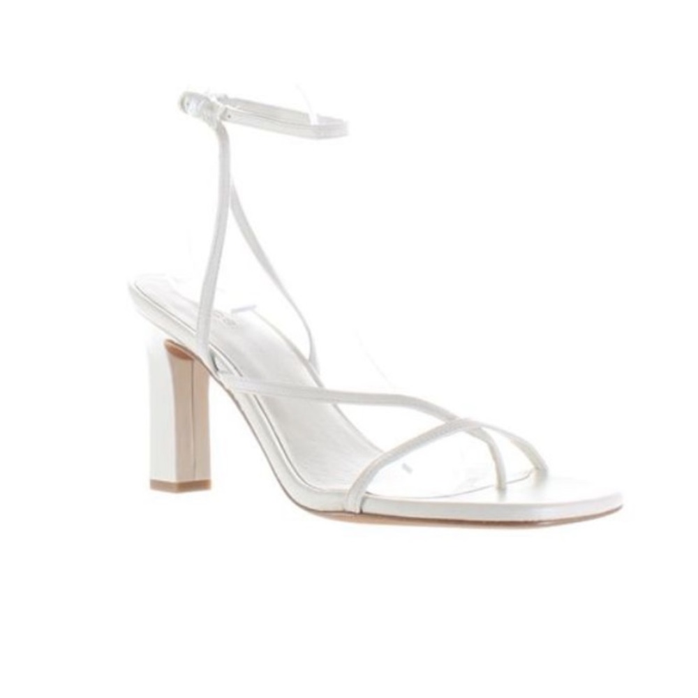 Vince White Strappy Ankle Strap Block Heel Sandals
